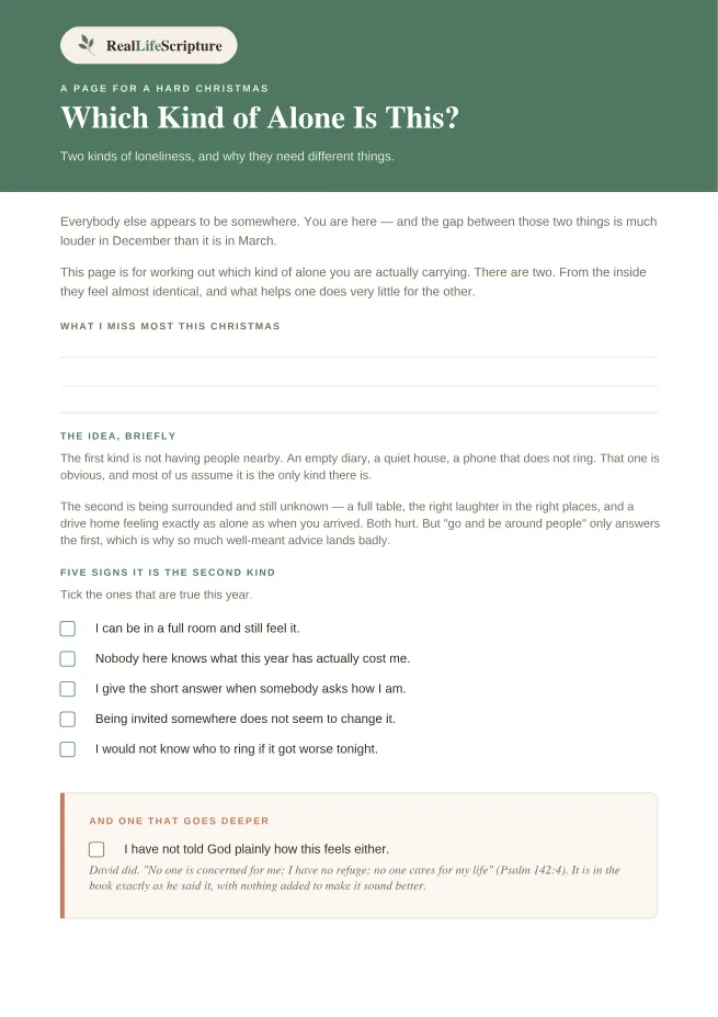 The first page of the guide Which Kind of Alone Is This?