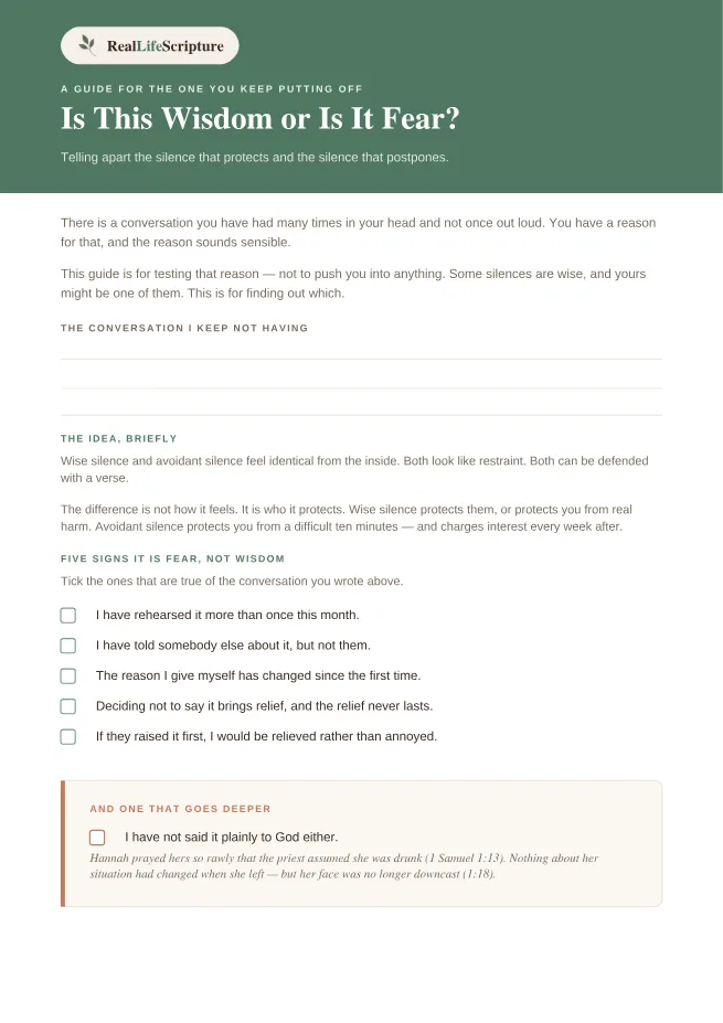 The first page of the guide Is This Wisdom or Is It Fear?